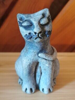 Vintage Perret St. Paul French Studio Pottery Cat Sculpture Signed